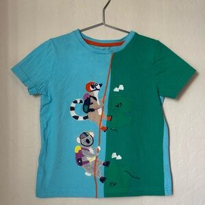 Mini Boden Lemur Adventure Tee - Teal and Turquoise - Size 5/6